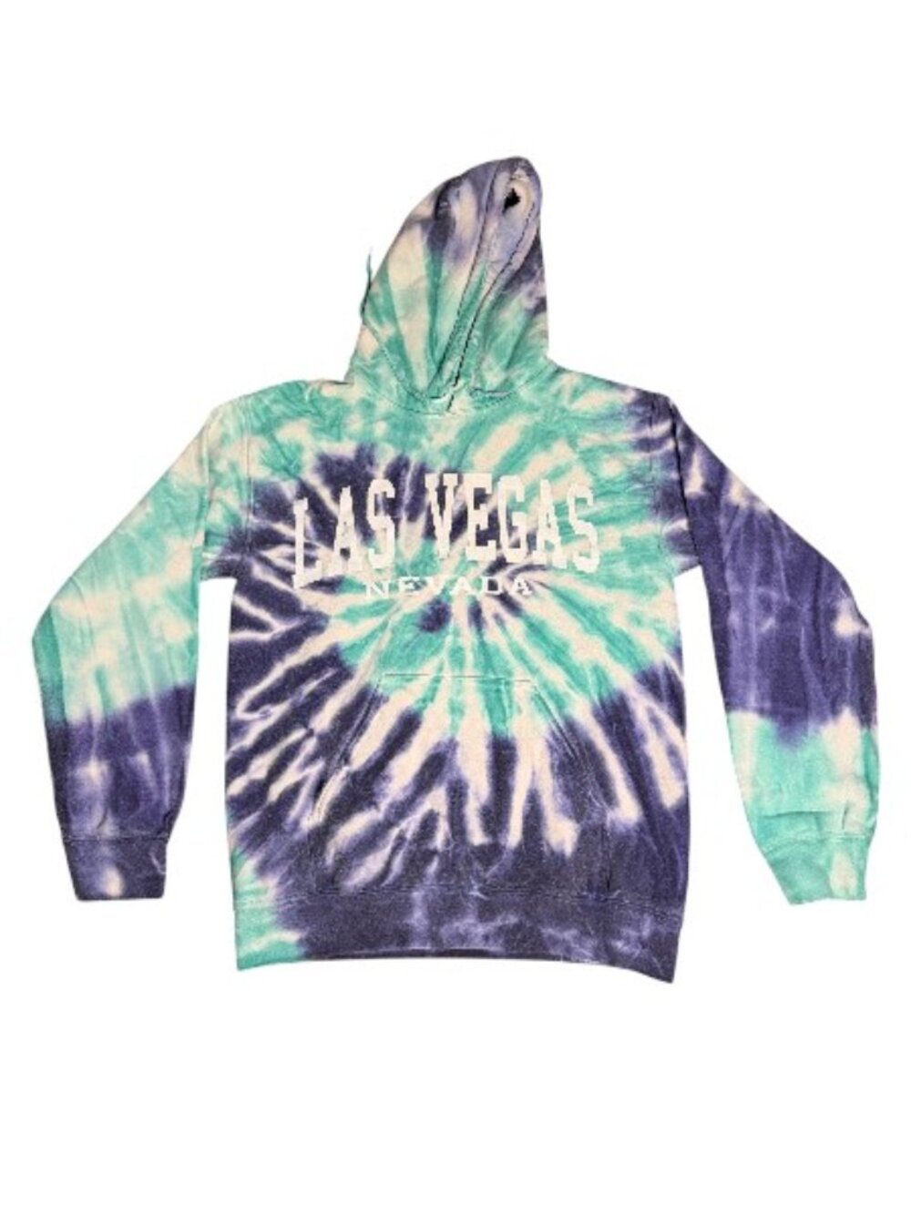 LAS VEGAS Nevada Women's Small Teal and Purple Tie-Dye Hoodie